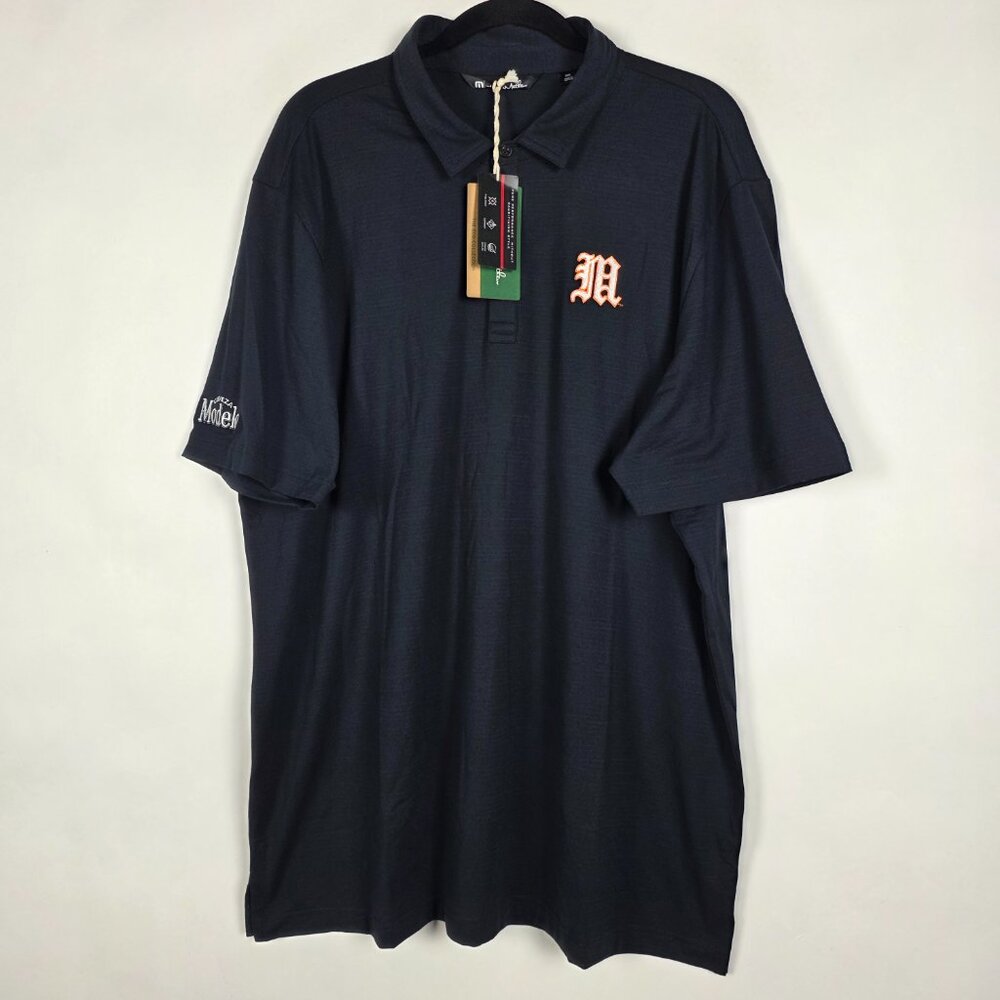 Travis Mathew Heater Series Eco Golf NWT Mens 2XL Short Sleeve Black Polo